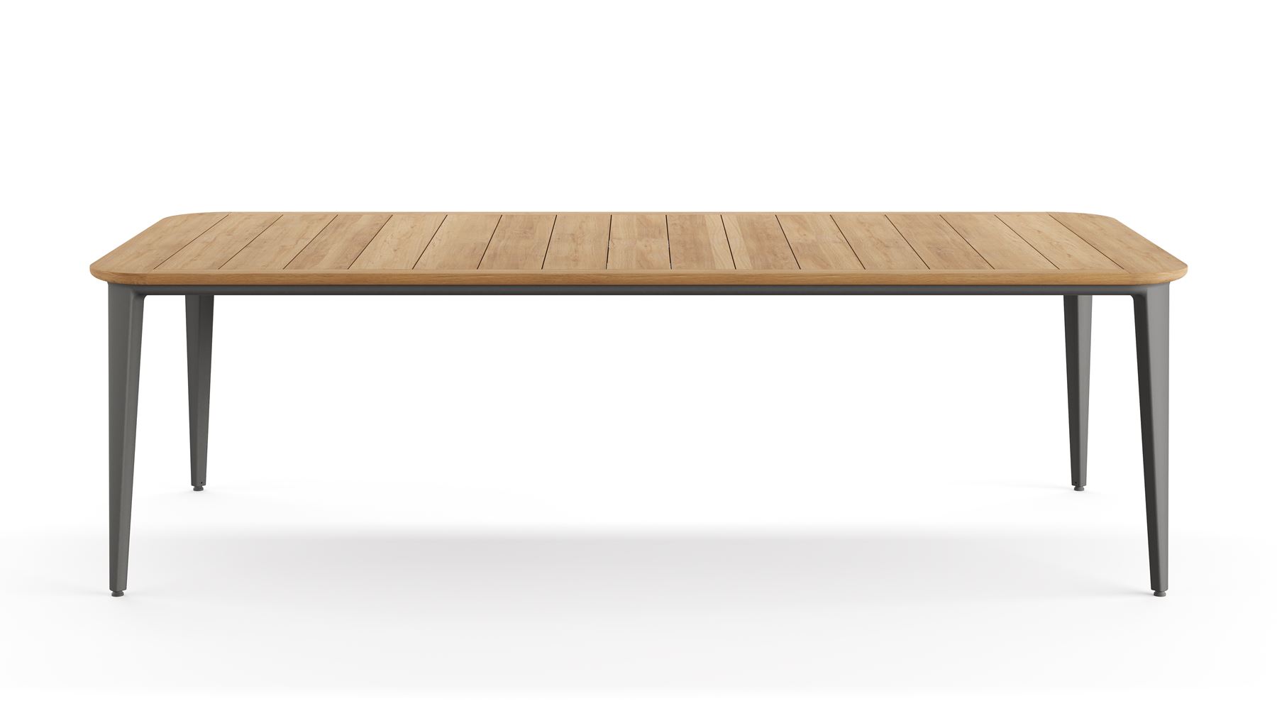 Table William Type 4* (110x240 PIED IROKO)*Vous avez le choix de plateau de table en teck ou iroko pour les produits avec piètement en métal.